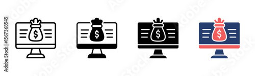 Online Earning icon sheet multiple style collection