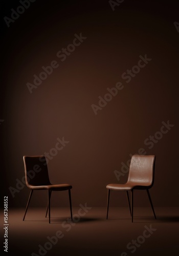 Wallpaper Mural Two brown chairs on a dark background in minimalist style for Chocolate Day   Torontodigital.ca