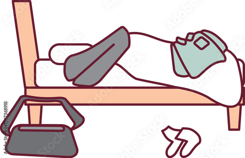 衣類やシーツが散らかっているベッド周りのイラスト