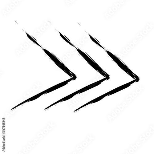 black triple chevron arrow pointing right on white background