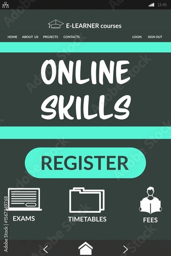 Composite image of online education interface on screen