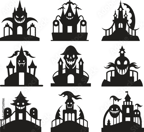 Spooky Silhouette Castles for Halloween Design