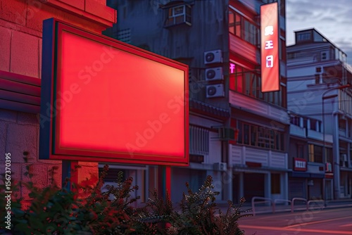Ultra Quality Picture of Billboard Red Poster Advertising 3D Illustration