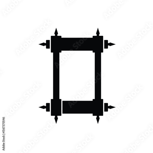 Black scroll frame with pointed finials white ancient