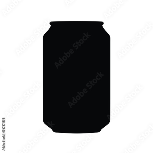 Black silhouette of a beverage can drink white