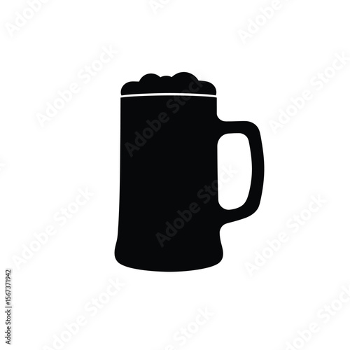 Black silhouette of a beer mug with foam glass drink