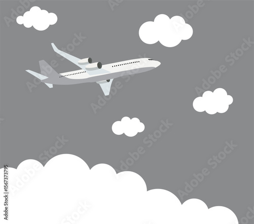 Commercial Airplane Flying Through Clouds - Aviation & Travel