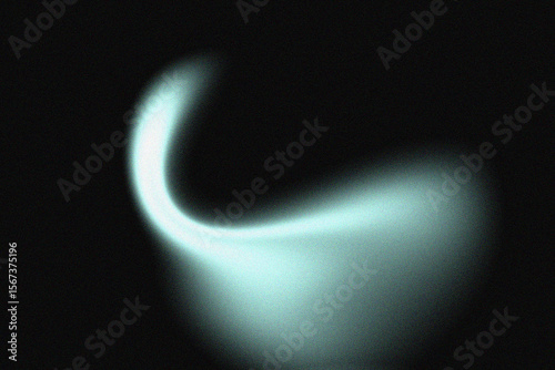 Abstract, glowing, turquoise light formation curves against a dark, black background.