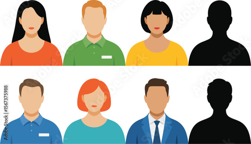 Generic profile avatars for social media and business user interface design vector illustration set of people