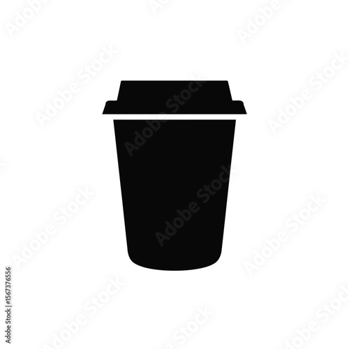 Black silhouette of a boba tea cup with a flat lid