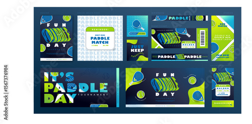 Fun paddle day tournament banner template easy editable vector illustration tennis paddle background