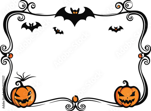 Halloween Bats flourish swirls fancy lines decorative elements