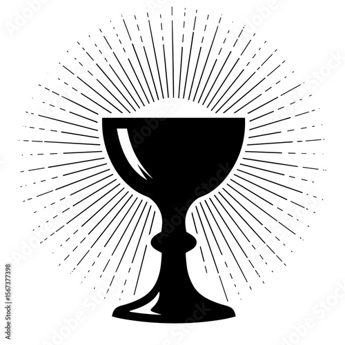 Chalice with rays radiating outward as a religious symbol  