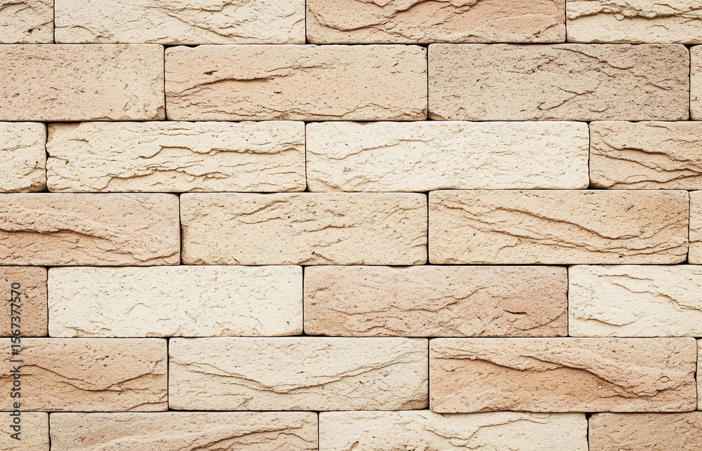 Fototapeta premium Brick stone wall Background for decorate. Surface brown sand marble wall texture background.