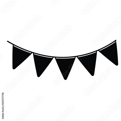 Black silhouette of crochet bunting flags on white