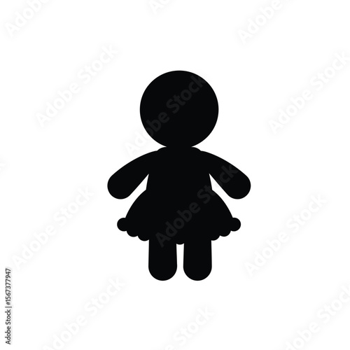 Black silhouette of a doll with a ruffled skirt white