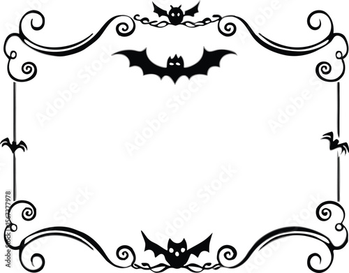 Halloween Bats flourish swirls fancy lines decorative elements