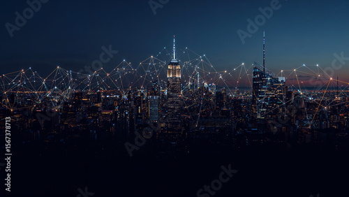 Wallpaper Mural Connected Cityscape Network Overlay Torontodigital.ca