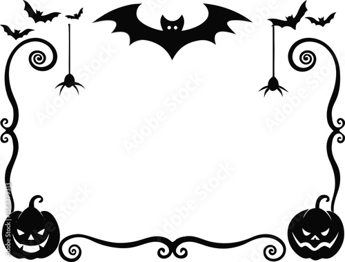 Halloween Bats flourish swirls fancy lines decorative elements