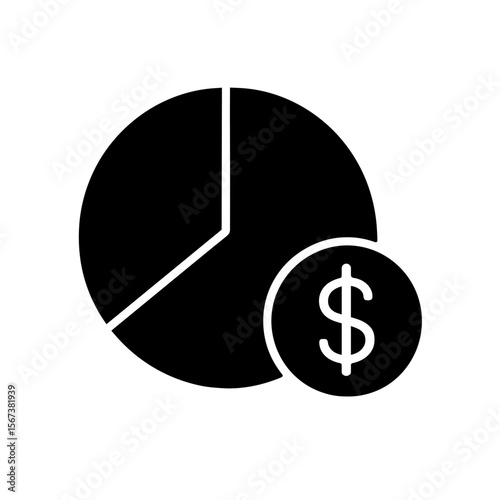 Filled pie chart with dollar icon showing budget allocation
