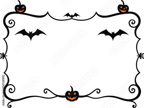Halloween Bats flourish swirls fancy lines decorative elements