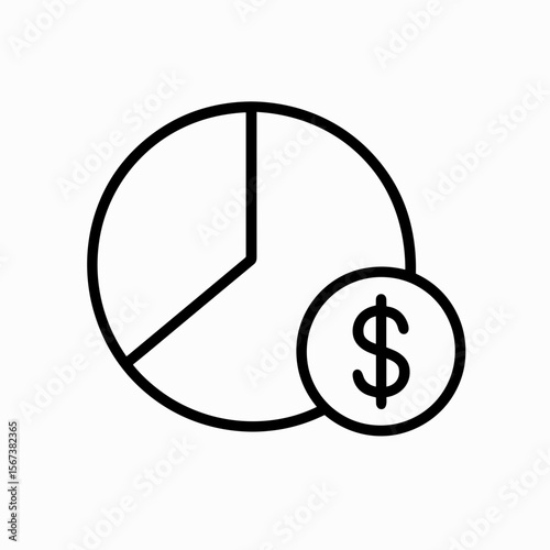 Outline pie chart with dollar icon showing budget allocation