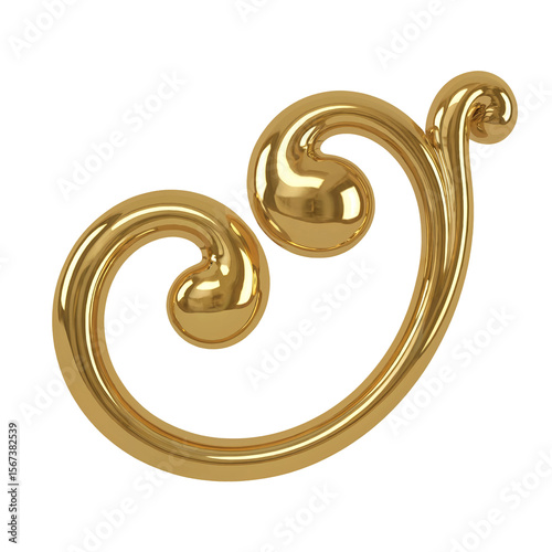 Shiny gold scroll design element for decoration and ornamentation use isolated on transparent background