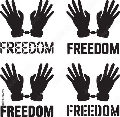 Handcuffed Hands and the Word Freedom An Illustration of Liberty and Confinement