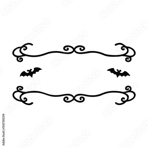 Halloween Bats flourish swirls fancy lines decorative elements