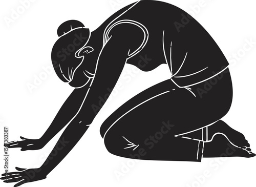 Yoga Balasana Child Pose Silhouette Vector