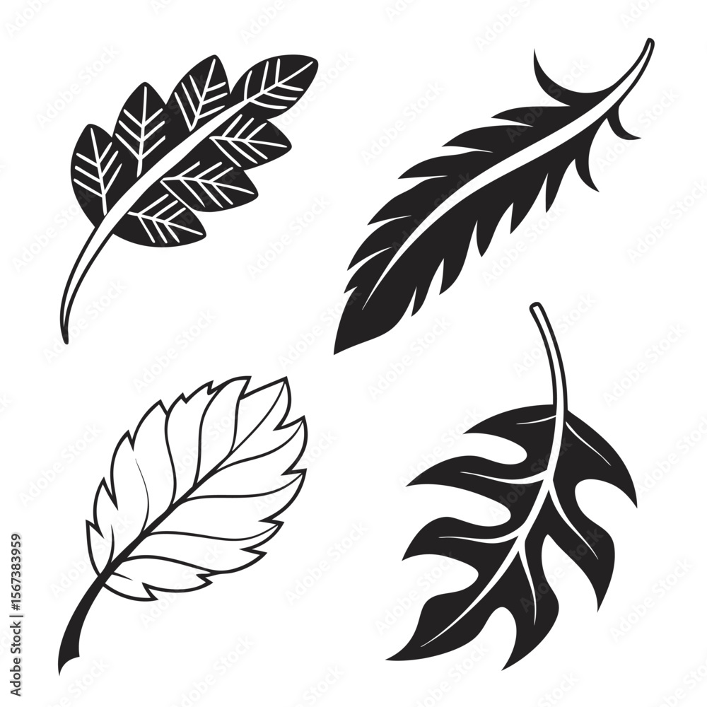 Obraz premium Assorted leaves vector set botanical illustration nature design elements