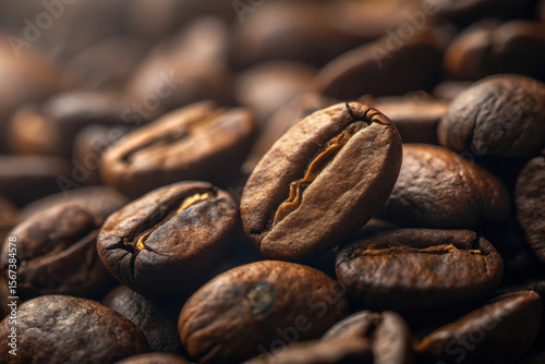 Roasted coffee beans close up texture