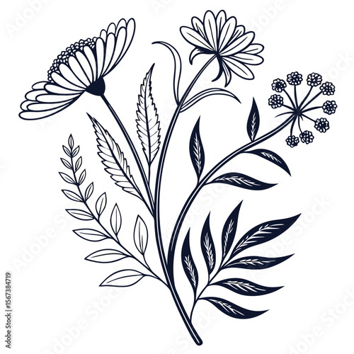 Black and white floral design bouquet