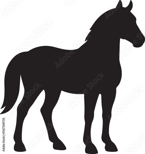 Majestic Horse Silhouette Elegant Black Stallion Vector Illustration