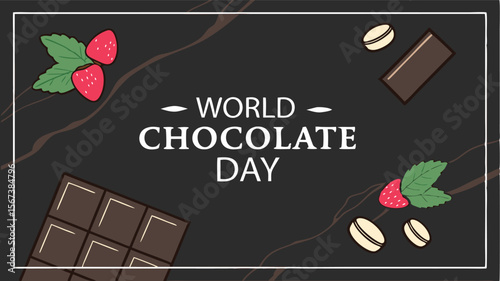 world chocolate day dark sweet food banner