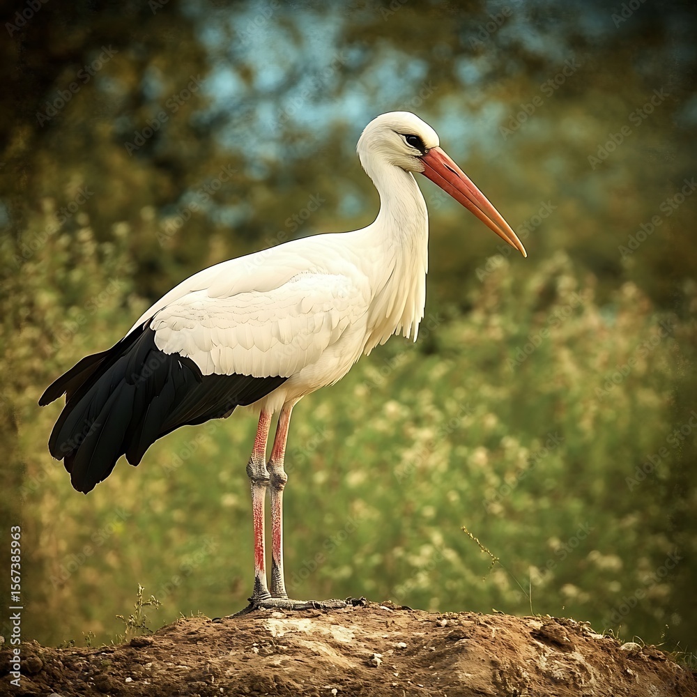 Fototapeta premium White Stork with nice background