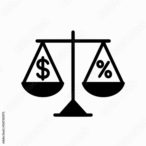 Filled scale icon with dollar and percent symbolizing financial balance

