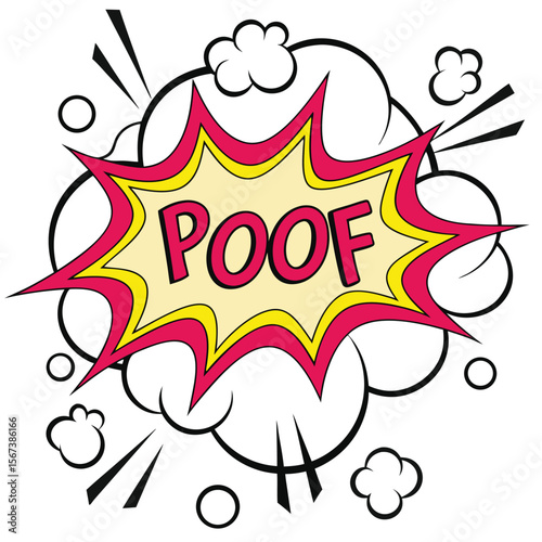 Colorful comic book speech bubble poof