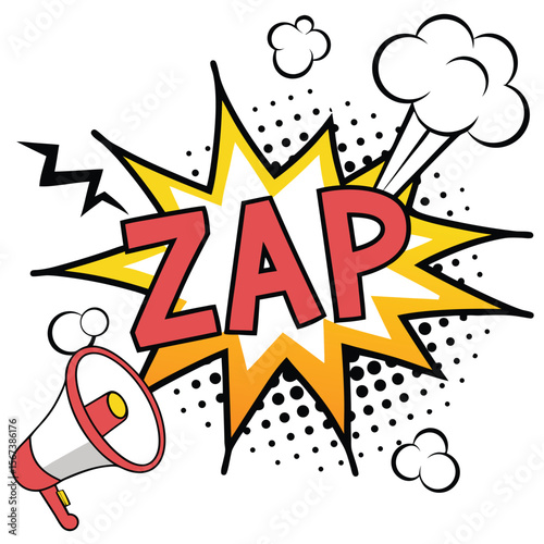 Colorful comic book speech bubble zap