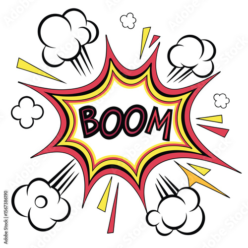 Colorful comic book style boom graphic