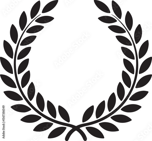 Elegant Black and White Laurel Wreath Illustration