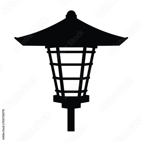 Black silhouette of a Japanese lantern on white vector
