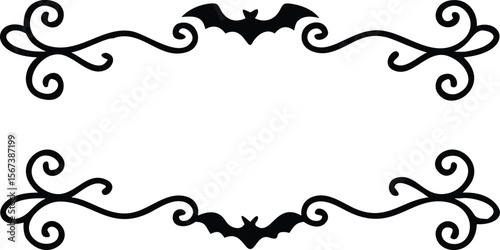 Halloween Bats flourish swirls fancy lines decorative elements