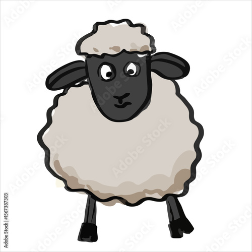 Cartoon sheep cute animal illustration sheep character. Good for book illustration or poster
