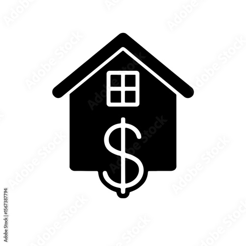 Filled house with dollar icon representing mortgage and real estate finance