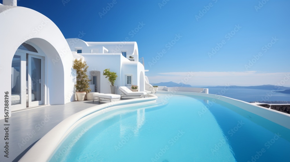 Fototapeta premium luxury swimming pool in santorini