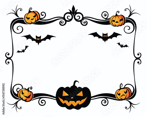 Halloween Bats flourish swirls fancy lines decorative elements