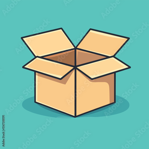Open box icon, vector style simple color