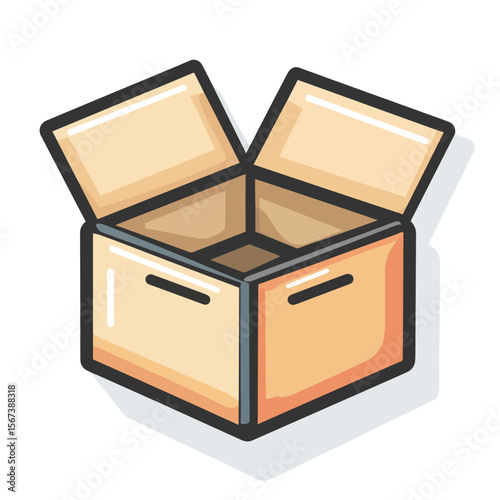 Open box icon, vector style simple color