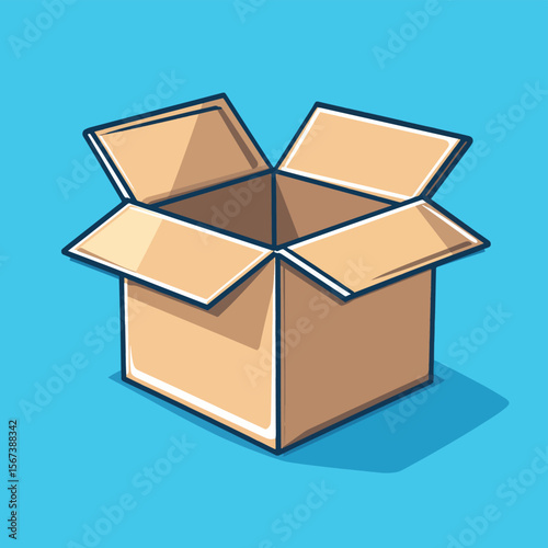 Open box icon, vector style simple color